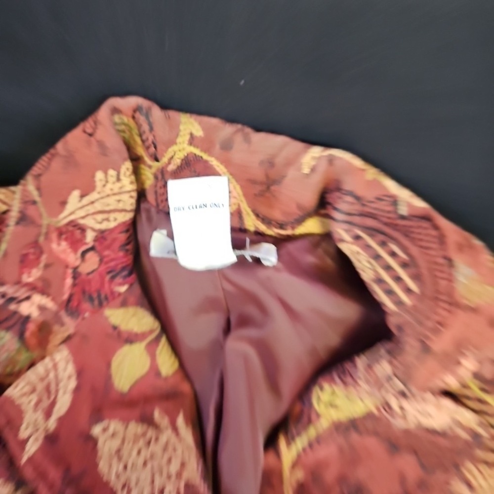 Cabi Jacobean Mulberry Floral Tapestry Coat Size 4 Mid Length Boho Artsy - Picture 7 of 12